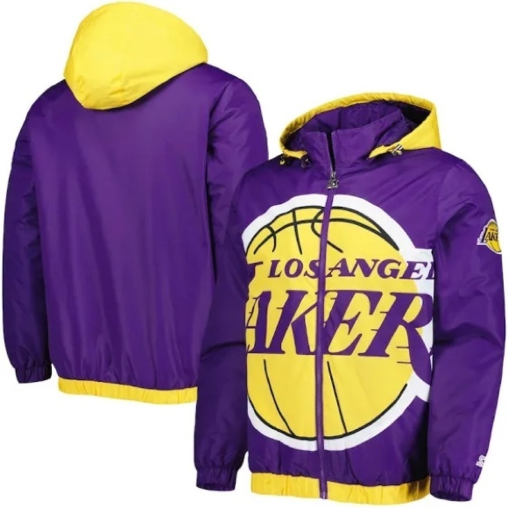 Men's Los Angeles Lakers Starter Purple The Triple Double Full-Zip Hoodie Jacket